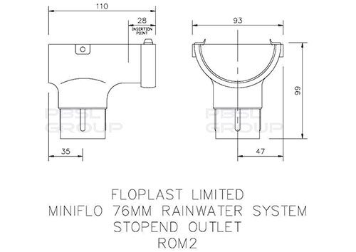 FloPlast Mini Gutter Stopend Outlet - 76mm White