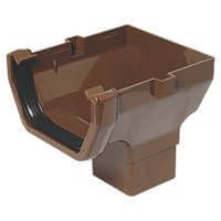 Square Gutter Stopend Outlet - 114mm Brown