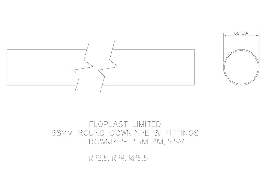 FloPlast Round Downpipe - 68mm x 2.5mtr Grey