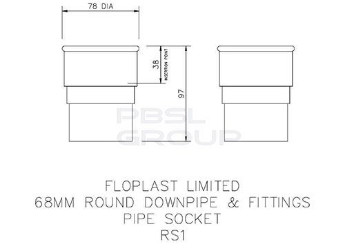 Round Downpipe Socket - 68mm Grey