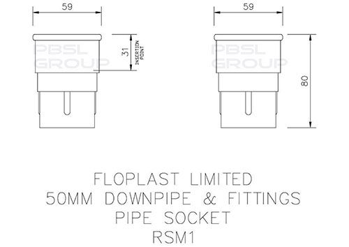 FloPlast Mini Gutter Downpipe Socket - 50mm Brown