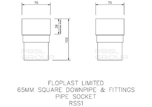FloPlast Square Downpipe Socket - 65mm Brown