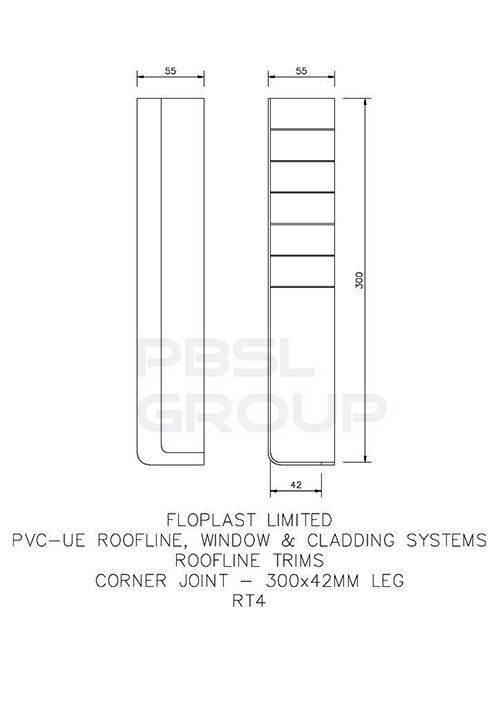 Rosewood Fascia Capping Board External Corner - 300mm
