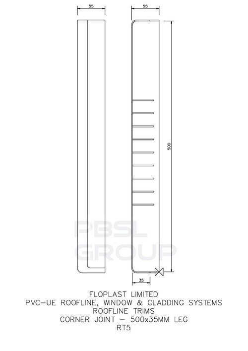 Fascia Double End Corner Trim - 500mm x 35mm Rosewood