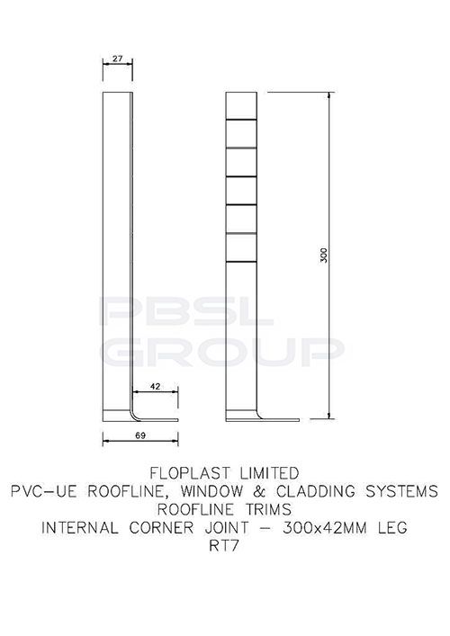 White Fascia Capping Board Internal Corner - 300mm