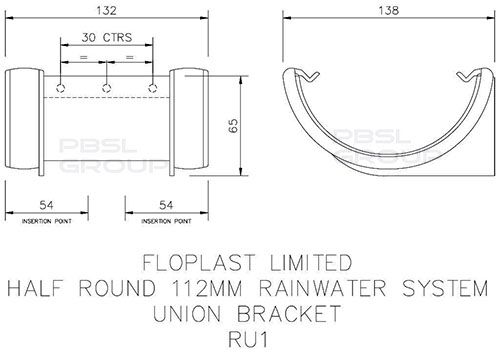 FloPlast Half Round Gutter Union Bracket - 112mm Black