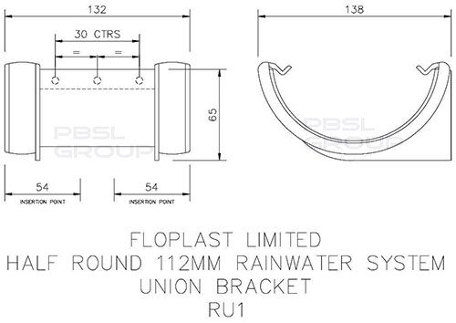 Polypipe RS202 Square Gutter Union Connector Bracket 112mm White Black Brown