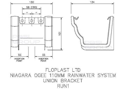 FloPlast Ogee Gutter Union Bracket - 110mm x 80mm White