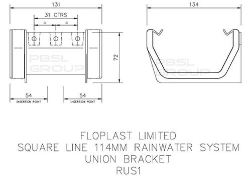 FloPlast Square Gutter Union Bracket - 114mm Brown