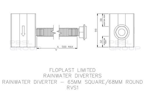FloPlast Square and Round Downpipe Rain Diverter - Cast Iron Effect