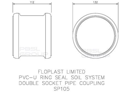 FloPlast Ring Seal Soil Coupling Double Socket - 110mm Grey