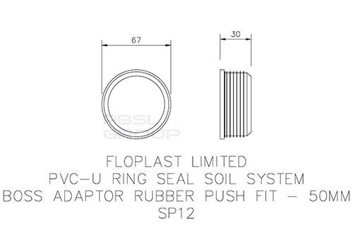FloPlast Ring Seal Soil Rubber Boss Adaptor - 50mm Black