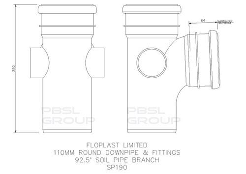 FloPlast Ring Seal Soil Branch - 92.5 Degree x 110mm White