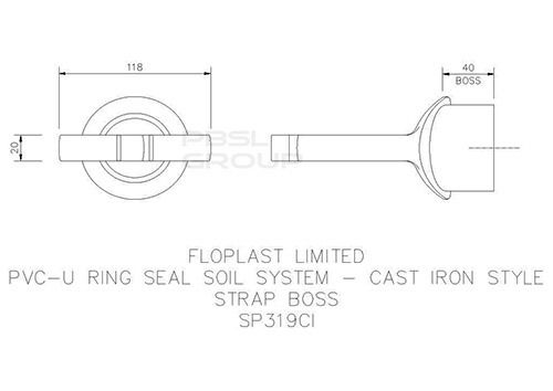 FloPlast Solvent Weld Soil Strap Boss - 110mm Cast Iron Effect