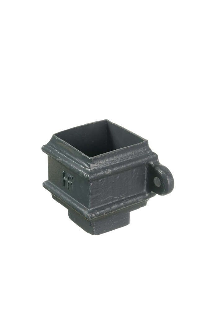Cast Iron Square Downpipe Eared Loose Socket with Spigot - 75mm Primed