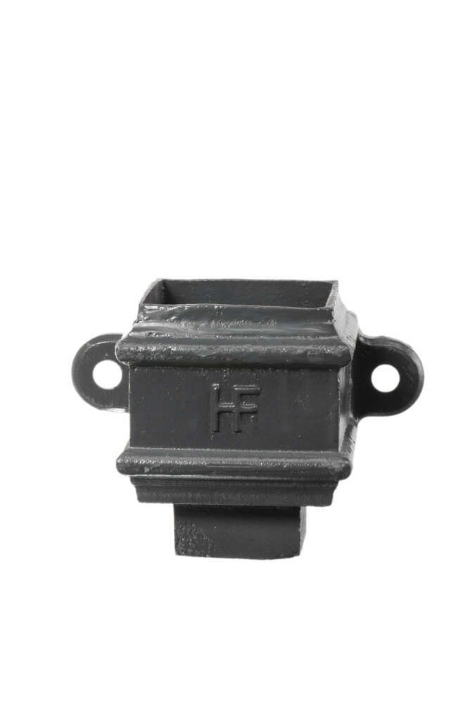 Cast Iron Square Downpipe Eared Loose Socket with Spigot - 100mm Primed