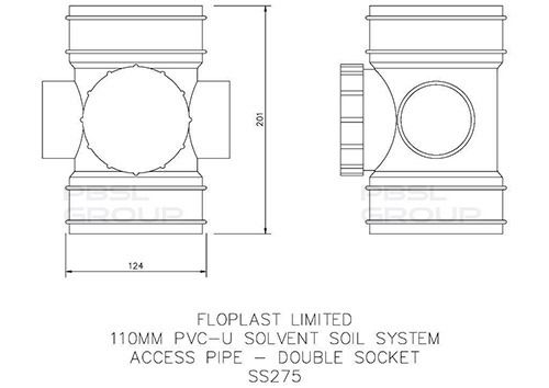 FloPlast Solvent Weld Soil Access Pipe - 110mm Olive Grey