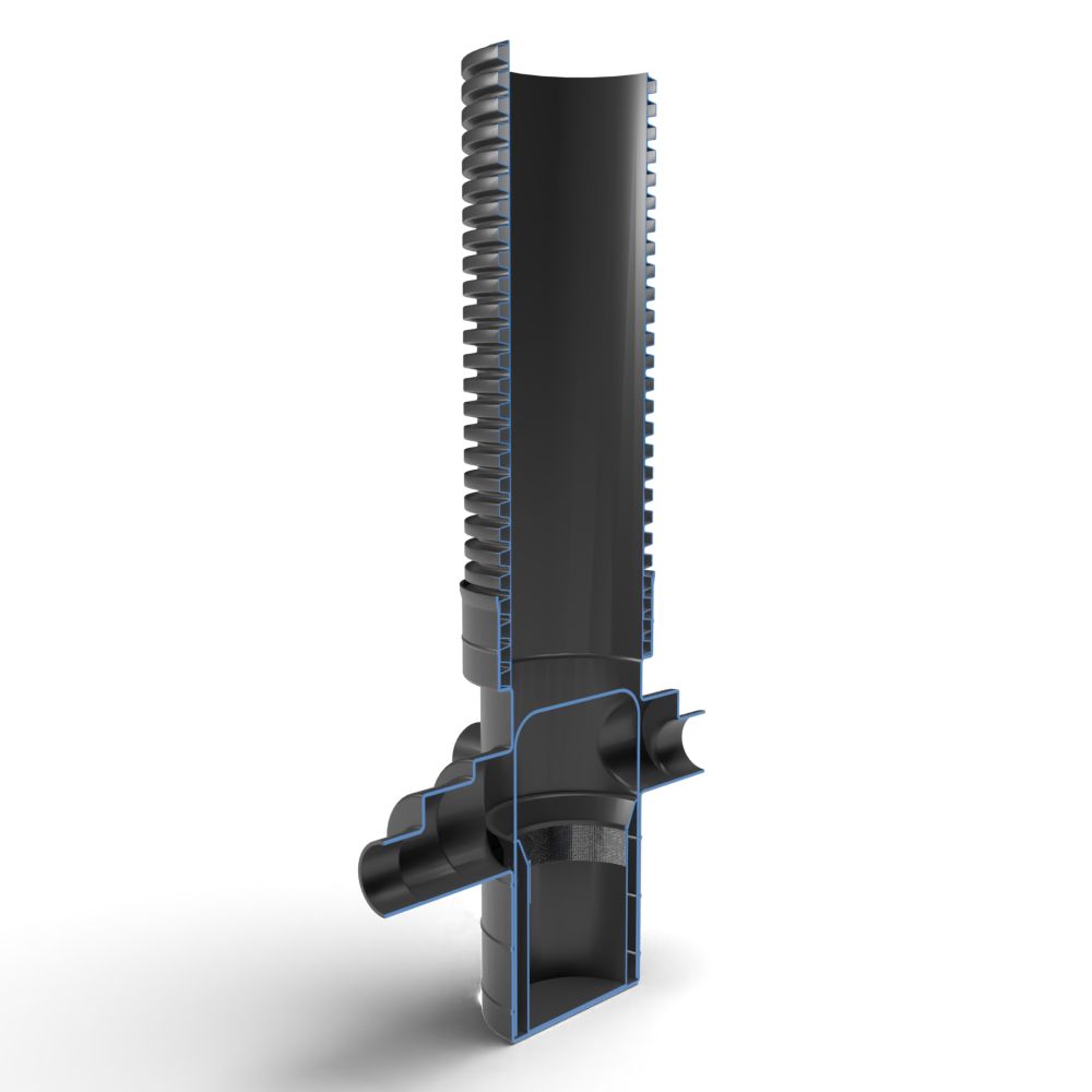 SiltGuard Silt Trap Heavy Duty with Filter  - 1475mm Deep x 300mm Diameter with 110mm Outlets