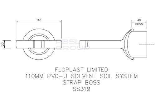 FloPlast Solvent Weld Soil Strap Boss - 110mm Olive Grey