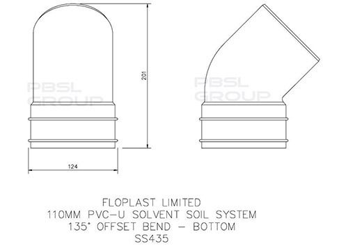 FloPlast Solvent Weld Soil Offset Bend Bottom - 110mm Olive Grey