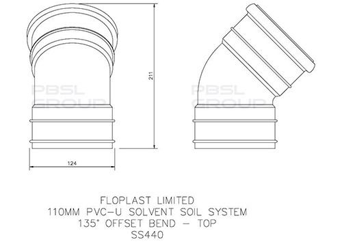 FloPlast Solvent Weld Soil Offset Bend Top - 110mm Olive Grey