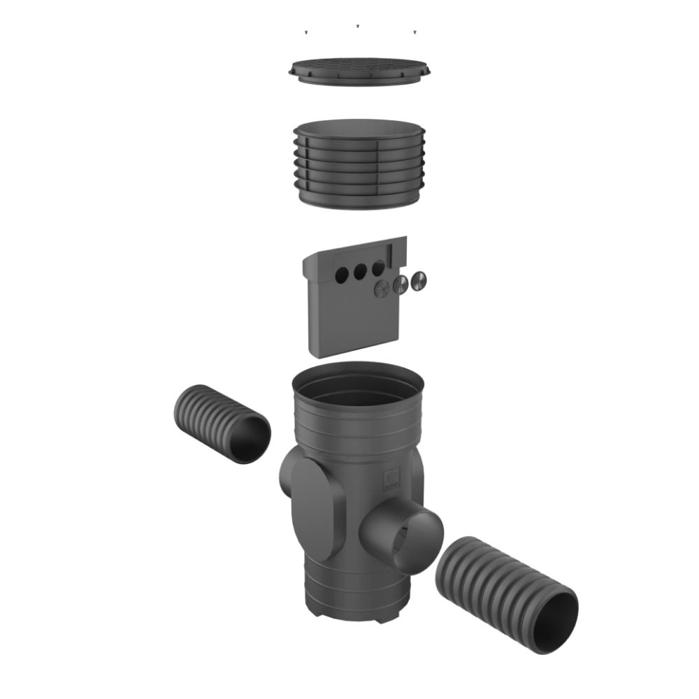 SiltGuard Silt Trap with Filter And Lid - 1080mm Deep x 450mm Diameter with 225mm Twinwall Outlets