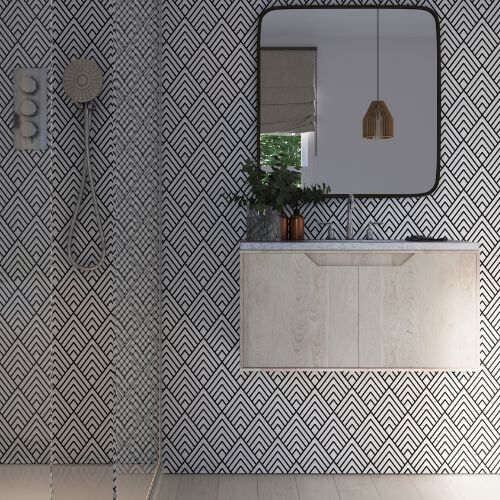 Acrylic Wall Panel - 896mm x 2400mm x 4mm Black Geo