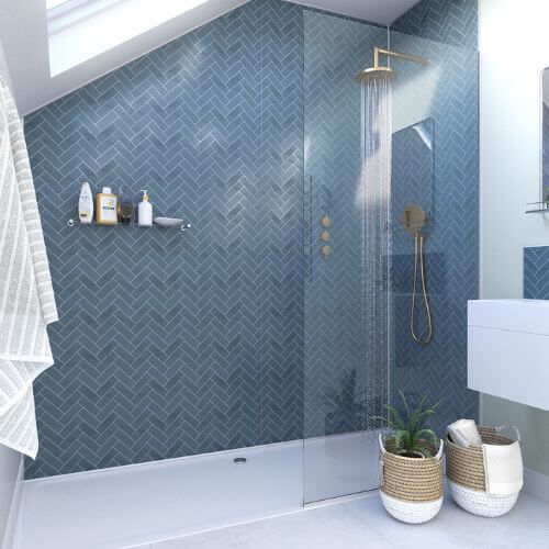 Acrylic Wall Panel - 896mm x 2400mm x 4mm Navy Herringbone