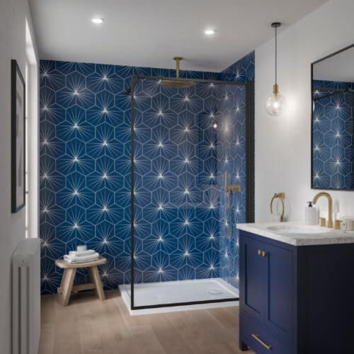 Acrylic Shower Wall Panel - 1200mm x 2400mm x 4mm Starlight Sapphire