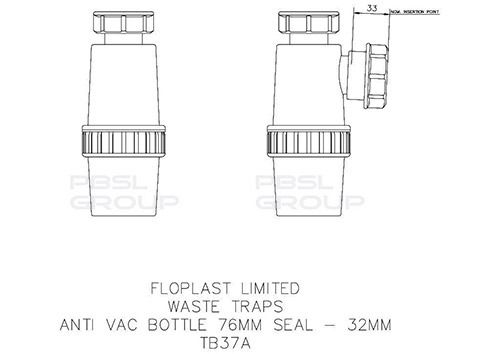 FloPlast Bottle Trap Anti-Syphon - 32mm White