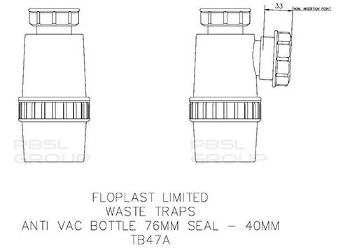 FloPlast Bottle Trap Anti-Syphon - 40mm White