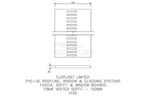 Vented Soffit Board - 150mm x 10mm x 5mtr Black Ash Woodgrain