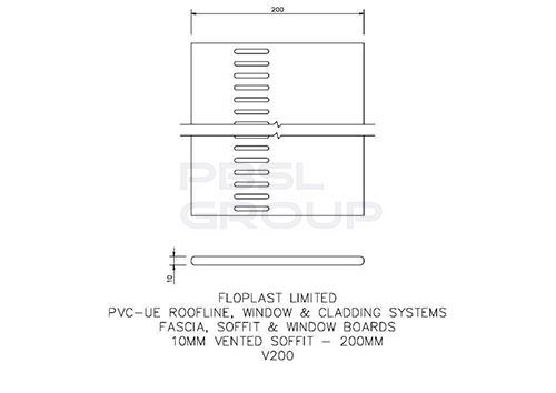 FloPlast Vented Soffit Board - 200mm x 10mm x 5mtr Rosewood