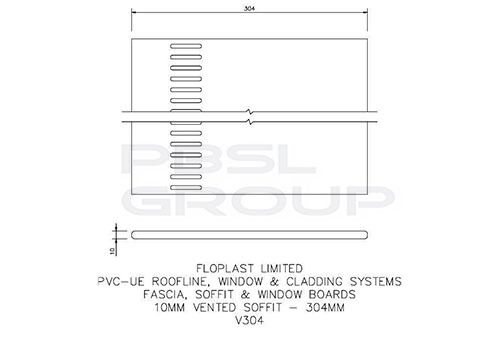 FloPlast Vented Soffit Board - 304mm x 10mm x 5mtr Black Ash Woodgrain