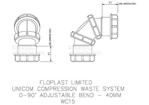 FloPlast Multi Fit Compression Waste Adjustable Bend - 0-90 Degree x 40mm