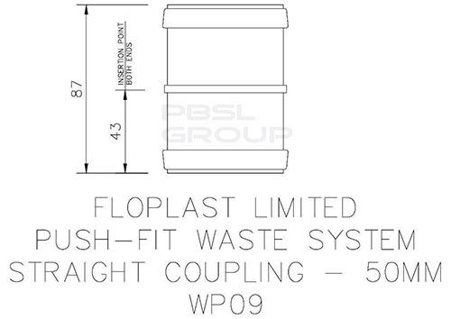 FloPlast Push Fit Waste Coupling - 50mm Grey