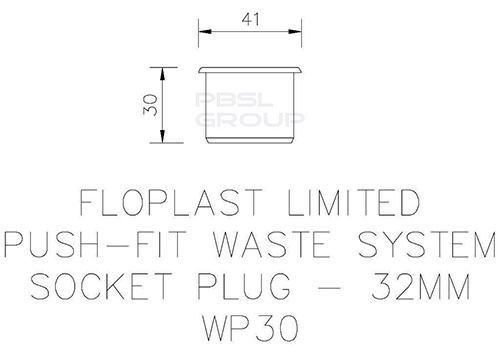 FloPlast Push Fit Waste Socket Plug - 32mm Grey
