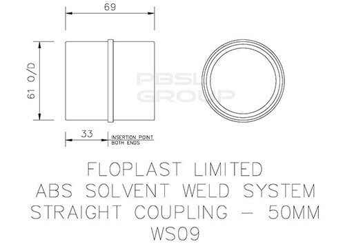 FloPlast Solvent Weld Waste Coupling - 50mm Black