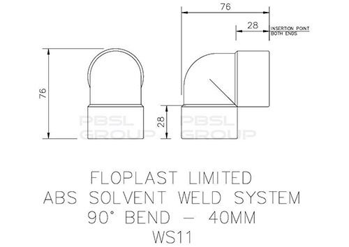FloPlast Solvent Weld Waste Bend Knuckle - 90 Degree x 40mm White