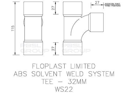 FloPlast Solvent Weld Waste Tee - 32mm Black