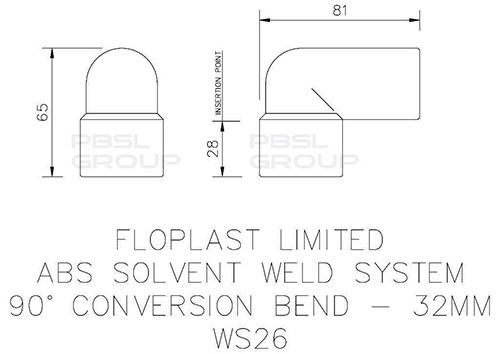 FloPlast Solvent Weld Waste Bend Swivel Male and Female - 90 Degree x 32mm White
