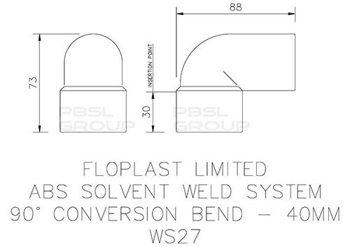 FloPlast Solvent Weld Waste Bend Swivel Male and Female - 90 Degree x 40mm White