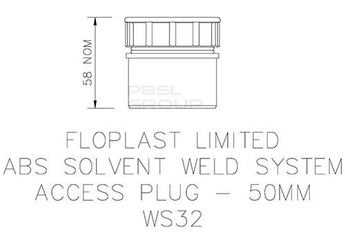 FloPlast Solvent Weld Waste Access Plug - 50mm Black
