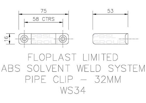 FloPlast Solvent Weld Waste Pipe Clip - 32mm Grey