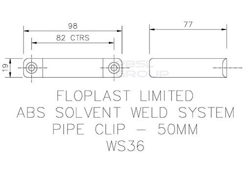 FloPlast Solvent Weld Waste Pipe Clip - 50mm Grey