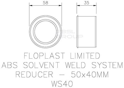 FloPlast Solvent Weld Waste Reducer - 50mm x 40mm Grey