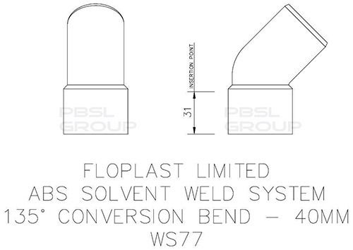 FloPlast Solvent Weld Waste Bend Swivel - 135 Degree x 40mm White