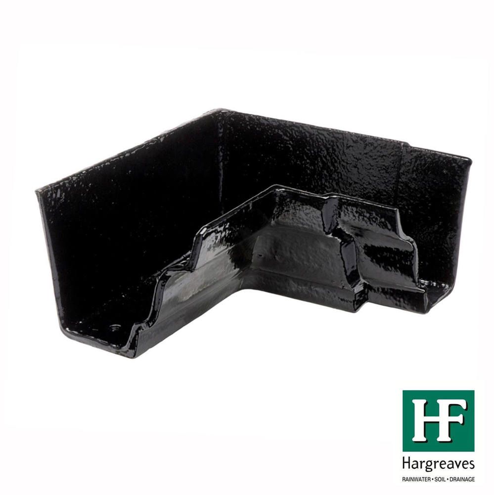 Cast Iron Moulded Ogee Gutter Internal Angle - 90 Degree x 125mm Black