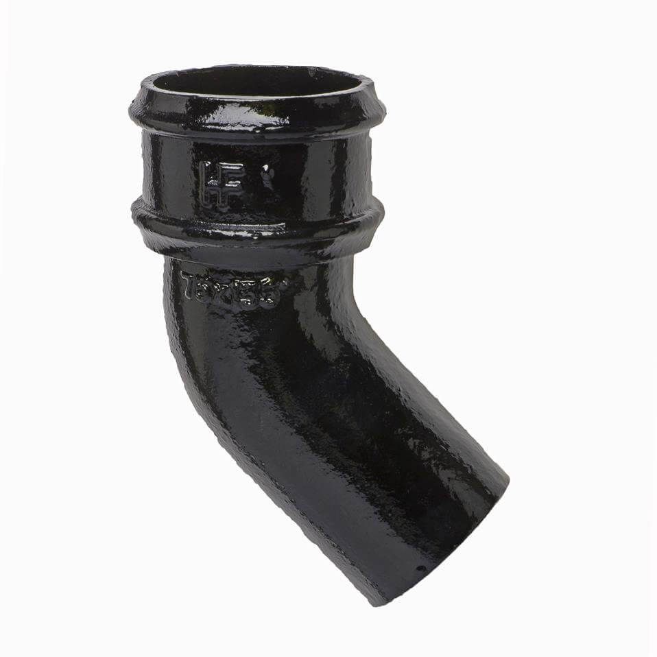 Cast Iron Round Downpipe Bend - 135 Degree x 65mm Black