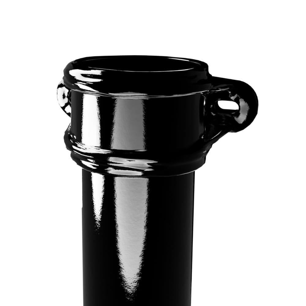 Cast Iron Round Eared Downpipe - Socket On One End - 75mm x 914mm Black